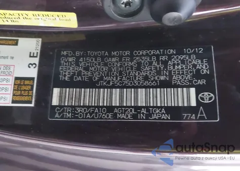 2013 Scion Tc from USA, damaged, VIN JTKJF5C75D3058661